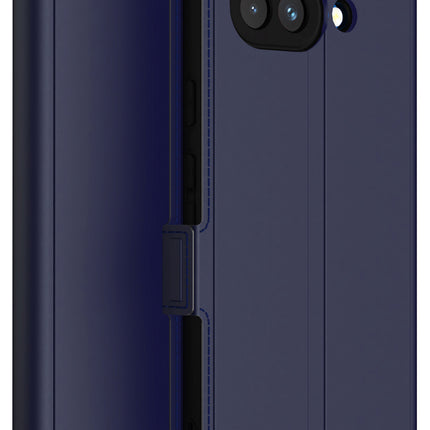 Mobizang Noble Slim Magnetic Leather Flip Case Cover for Google Pixel 9A | Card Holder Stand Flip Wallet Case (Blue)