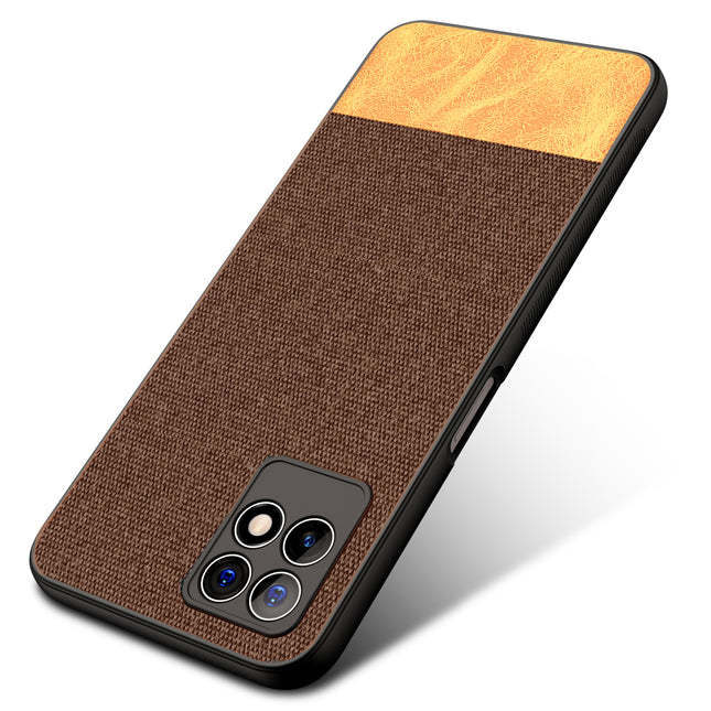Kapa Soft Fabric & Leather Hybrid Protective Back Cover for Realme 8i | Shockproof Slim Hard Anti Slip Back Case (Brown)
