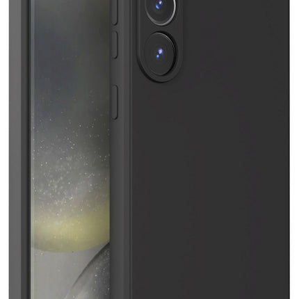 Mobizang Matte Protective Lens Flexible Back Cover for Samsung Galaxy S25 Plus | Slim Silicone with Soft Lining Shockproof Full Body Bumper Case (Black)