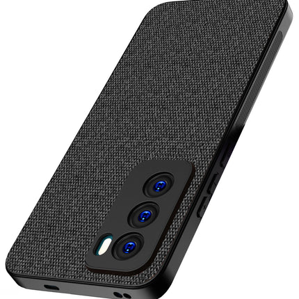 Mobizang Soft Full Fabric Protective Back Case Cover for Oppo Reno 12 (5G) | Shockproof Slim Hard Anti Slip Back Case (Black)