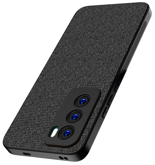Mobizang Soft Full Fabric Protective Back Case Cover for Oppo Reno 12 (5G) | Shockproof Slim Hard Anti Slip Back Case (Black)