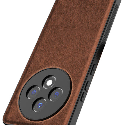 Mobizang Tux Leather Back Cover for Oppo F27 (5G) | Slim Shockproof Camera Protection Bumper Case (Brown)