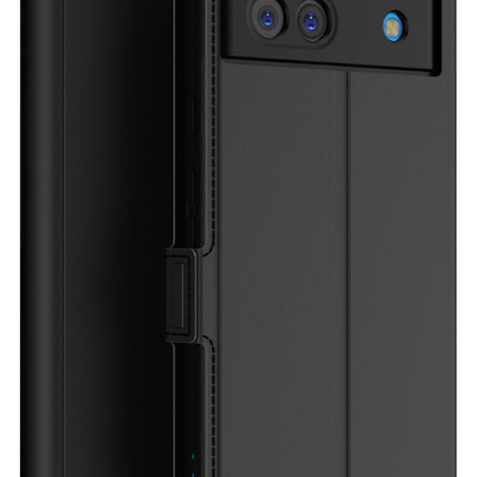 Mobizang Noble Slim Magnetic Leather Flip Case Cover for Google Pixel 8A | Card Holder Stand Flip Wallet Case (Black)