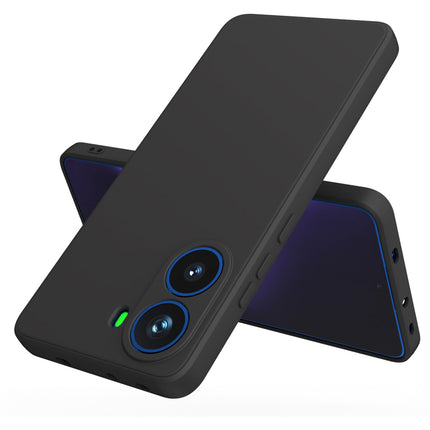 Mobizang Matte Protective Lens Flexible Back Cover for Poco X7 Pro 5G | Slim Silicone with Soft Lining Shockproof Full Body Bumper Case (Black)