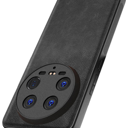 Mobizang Tux Leather Back Cover for Xiaomi 14 ULTRA (5G) | Slim Shockproof Camera Protection Bumper Case (Black)
