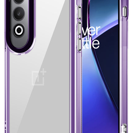 Mobizang Warrior Acrylic Clear Back Cover For OnePlus Nord CE4 | Slim Shockproof [Military Grade Protection] Hybrid Bumper Case (Purple Sides)