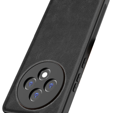 Mobizang Tux Leather Back Cover for Oppo F27 (5G) | Slim Shockproof Camera Protection Bumper Case (Black)