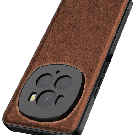 Mobizang Tux Leather Back Cover for Honor Magic 6 PRO | Slim Shockproof Camera Protection Bumper Case (Brown)