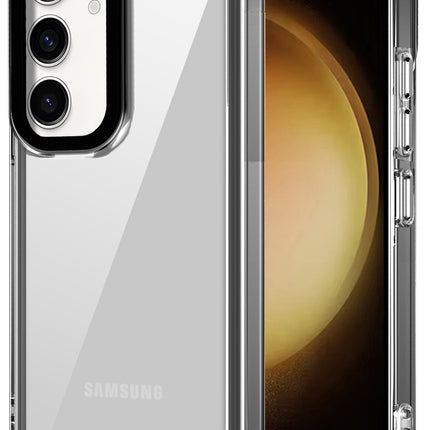 Mobizang Warrior Acrylic Clear Back Cover For Samsung Galaxy S25 Plus | Slim Shockproof [Military Grade Protection] Hybrid Bumper Case (Grey Sides)
