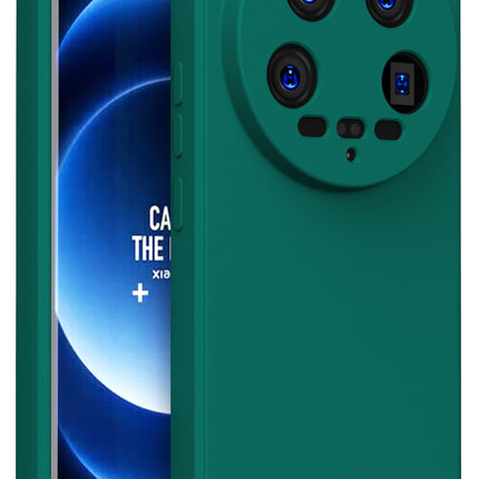Mobizang Matte Protective Lens Flexible Back Cover for Xiaomi 14 ULTRA (5G) | Slim Silicone with Soft Lining Shockproof Full Body Bumper Case (Green)