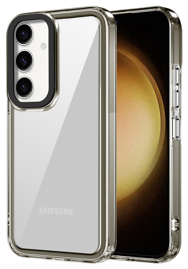 Mobizang Warrior Acrylic Clear Back Cover For Samsung Galaxy A55 (5G) | Slim Shockproof [Military Grade Protection] Hybrid Bumper Case (Grey Sides)