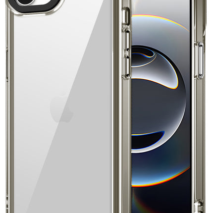 Mobizang Warrior Acrylic Clear Back Cover For Apple iPhone 16E | Slim Shockproof [Military Grade Protection] Hybrid Bumper Case (Grey Sides)