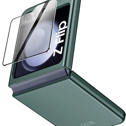 Mobizang Ultra Thin Back Case for Samsung Galaxy Flip6 / Z Flip 6 | With [Inbuilt Glass]  Full Body Protection Hard Back Cover (Green)