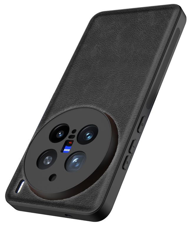 Mobizang Tux Leather Back Cover for Vivo X200 Pro (5G) | Slim Shockproof Camera Protection Bumper Case (Black)