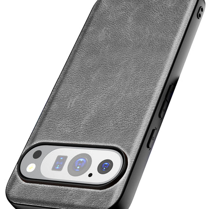 Mobizang Tux Leather Back Cover for Google Pixel 9 / Pixel 9 PRO | Slim Shockproof Camera Protection Bumper Case (Grey)