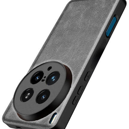 Mobizang Tux Leather Back Cover for Vivo X200 Ultra | Slim Shockproof Camera Protection Bumper Case (Grey)