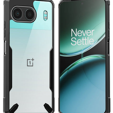 Mobizang Bull Clear Back Cover for OnePlus Nord 4 | [Military Grade Protection] Shock Proof Slim Hybrid Bumper Case (Black)