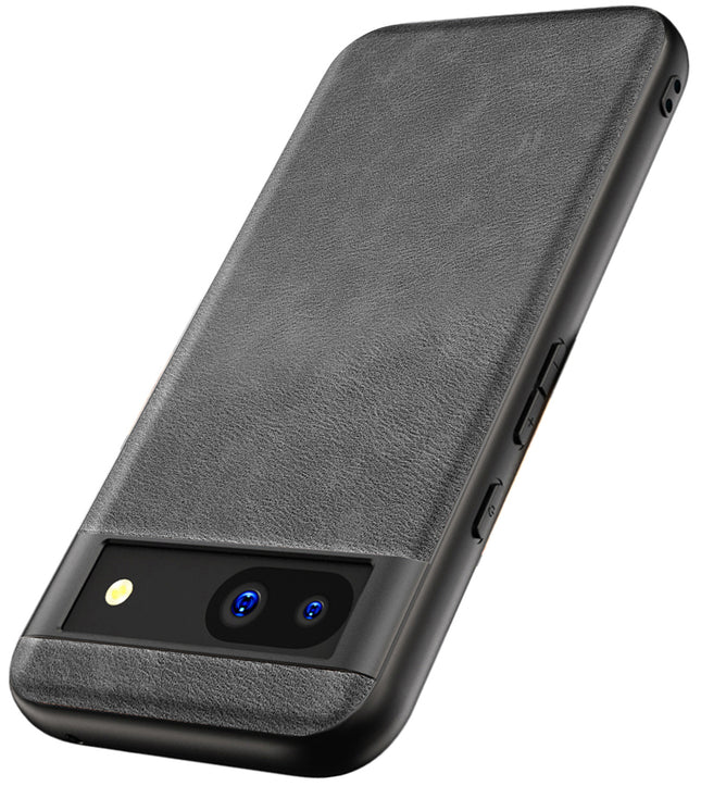 Mobizang Tux Leather Back Cover for Google Pixel 8A | Slim Shockproof Camera Protection Bumper Case (Grey)