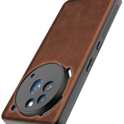 Mobizang Tux Leather Back Cover for Nothing Phone 3A Pro | Slim Shockproof Camera Protection Bumper Case (Brown)