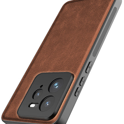 Mobizang Tux Leather Back Cover for Realme GT 7 PRO | Slim Shockproof Camera Protection Bumper Case (Brown)