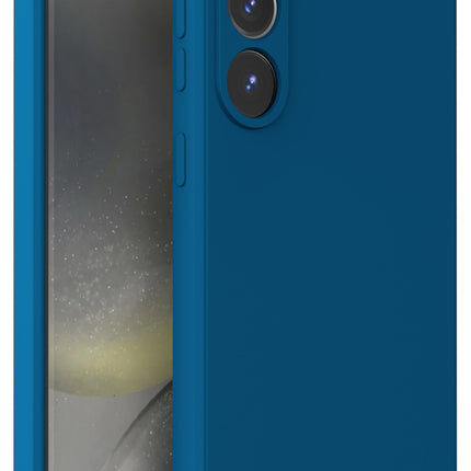 Mobizang Matte Protective Lens Flexible Back Cover for Samsung Galaxy S25 Plus | Slim Silicone with Soft Lining Shockproof Full Body Bumper Case (Blue)