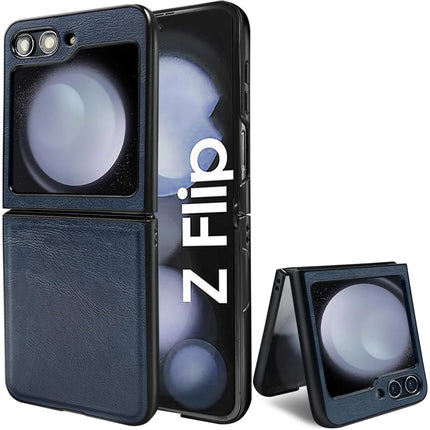 Mobizang Tux Leather Back Cover for Samsung Galaxy Z Flip 6 | Slim Shockproof Camera Protection Bumper Case (Blue)