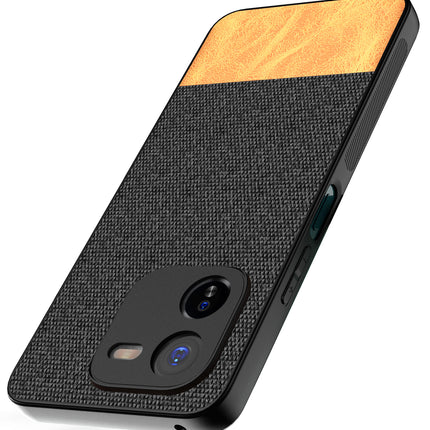 Mobizang Soft Fabric & Leather Hybrid Protective Back Cover for IQOO Z9X | Shockproof Slim Hard Anti Slip Back Case (Black,Brown)