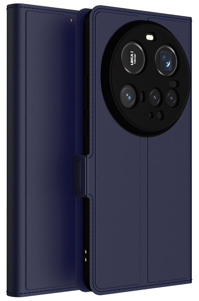 Mobizang Noble Slim Magnetic Leather Flip Case Cover for Xiaomi 15 Ultra | Card Holder Stand Flip Wallet Case (Blue)