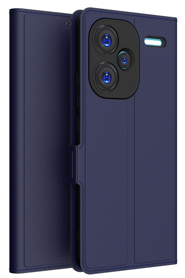 Kapa Noble Slim Magnetic Leather Flip Case Cover for Redmi Note 13 Pro Plus (5G) | Card Holder Stand Flip Wallet Case (Blue)