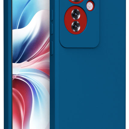 Mobizang Matte Protective Lens Flexible Back Cover for Oppo F25 Pro (5G) | Slim Silicone with Soft Lining Shockproof Full Body Bumper Case (Blue)