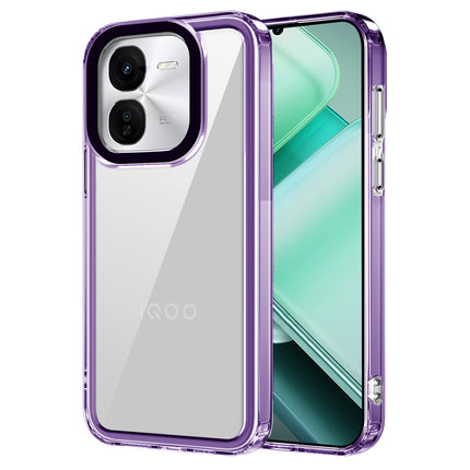 Mobizang Warrior Acrylic Clear Back Cover For IQOO Z9X | Slim Shockproof [Military Grade Protection] Hybrid Bumper Case (Purple Sides)