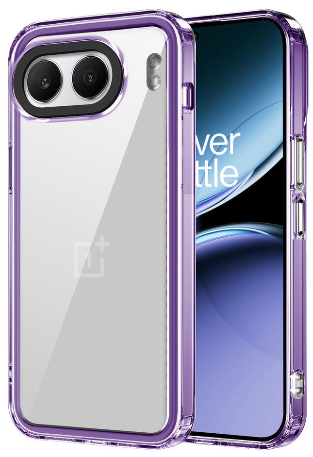 Mobizang Warrior Acrylic Clear Back Cover For OnePlus Nord 4 | Slim Shockproof [Military Grade Protection] Hybrid Bumper Case (Purple Sides)