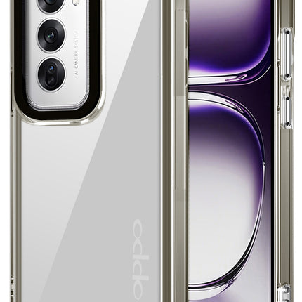 Mobizang Warrior Acrylic Clear Back Cover For Oppo Reno 12 (5G) | Slim Shockproof [Military Grade Protection] Hybrid Bumper Case (Grey Sides)