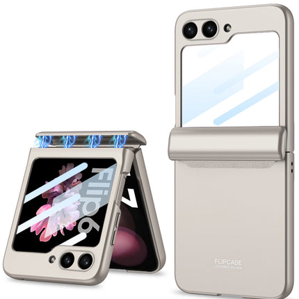 Mobizang Ultra Thin Back Cover for Galaxy Z Flip6 / Z Flip 6 | With [Magnetic Hinge Protection] and Inbuilt Glass Window Protection (Titanium)