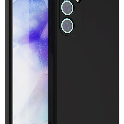 Mobizang Matte Protective Lens Flexible Back Cover for Samsung Galaxy A35 (5G) | Slim Silicone with Soft Lining Shockproof Full Body Bumper Case (Black)