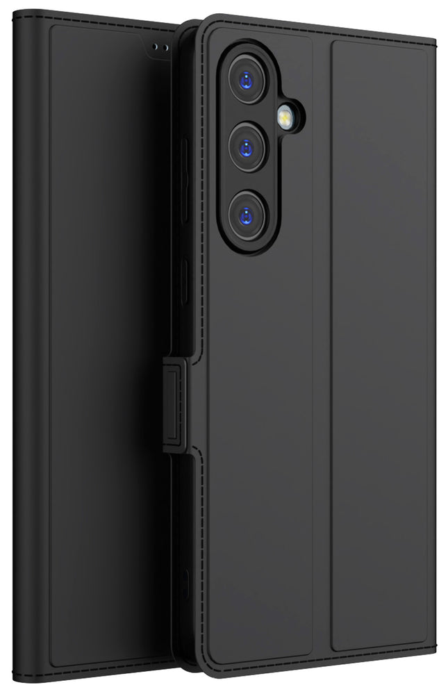 Mobizang Noble Slim Magnetic Leather Flip Case Cover for Samsung Galaxy S24 FE | Card Holder Stand Flip Wallet Case (Black)