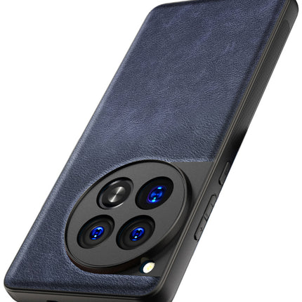 Kapa Tux Leather Back Cover for Oneplus 12 | Slim Shockproof Camera Protection Bumper Case (Blue)