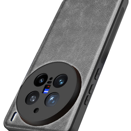 Mobizang Tux Leather Back Cover for Vivo X200 Pro (5G) | Slim Shockproof Camera Protection Bumper Case (Grey)