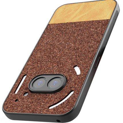 Mobizang Soft Fabric & Leather Hybrid Protective Back Cover for Nothing Phone 2A | Shockproof Slim Hard Anti Slip Back Case (Brown)
