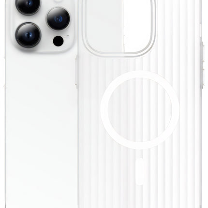 Mobizang Matte Magnetic Wave Grip Back Cover for Apple iPhone 16 | [MagSafe Compatible] Wireless charging, Slim, Metal Buttons, Frosted Back Case (White)