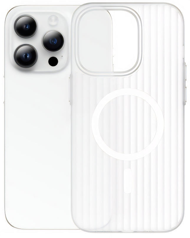 Mobizang Matte Magnetic Wave Grip Back Cover for Apple iPhone 16 | [MagSafe Compatible] Wireless charging, Slim, Metal Buttons, Frosted Back Case (White)