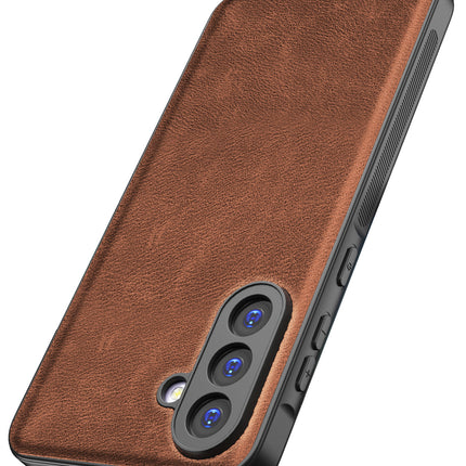 Mobizang Tux Leather Back Cover for Samsung Galaxy A56 | Slim Shockproof Camera Protection Bumper Case (Brown)