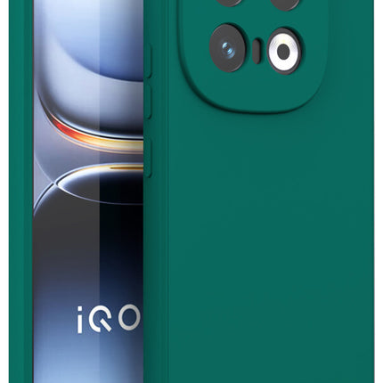Mobizang Matte Protective Lens Flexible Back Cover for Iqoo 13 (5G) | Slim Silicone with Soft Lining Shockproof Full Body Bumper Case (Green)