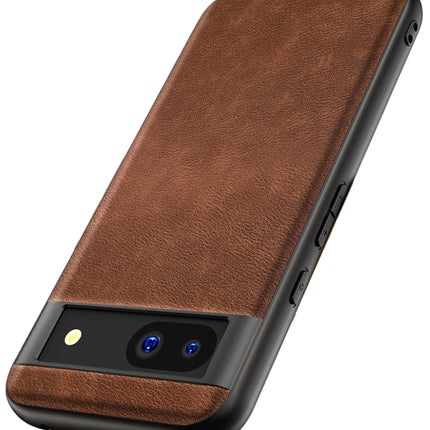 Mobizang Tux Leather Back Cover for Google Pixel 8A | Slim Shockproof Camera Protection Bumper Case (Brown)