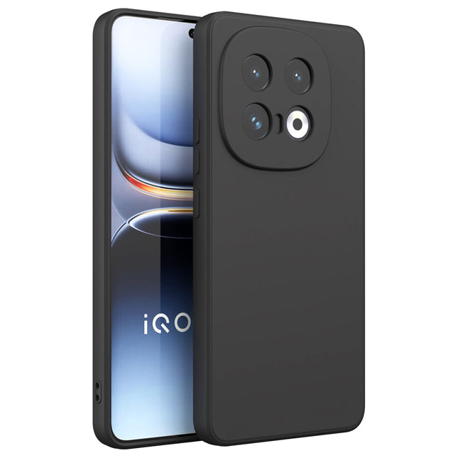 Mobizang Matte Protective Lens Flexible Back Cover for Iqoo 13 (5G) | Slim Silicone with Soft Lining Shockproof Full Body Bumper Case (Black)