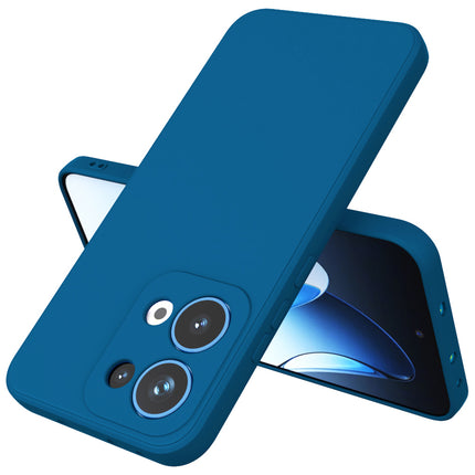 Mobizang Matte Protective Lens Flexible Back Cover for Oppo Reno 13 5G | Slim Silicone with Soft Lining Shockproof Full Body Bumper Case (Blue)