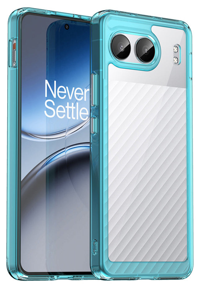 Mobizang Unicorn Acrylic Clear Back Cover For OnePlus Nord 4 | Slim Shockproof [Military Grade Protection] Hybrid Bumper Case (Blue Sides)