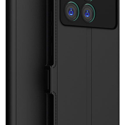 Kapa Noble Slim Magnetic Leather Flip Case Cover for Poco X6 PRO | Card Holder Stand Flip Wallet Case (Black)