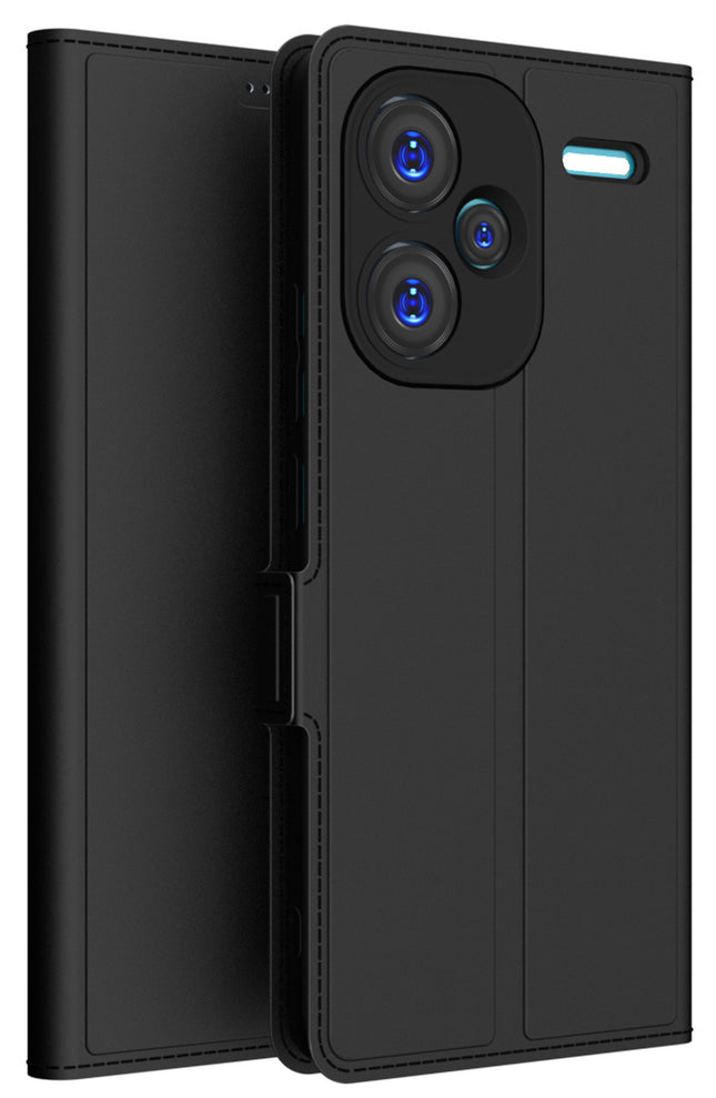 Kapa Noble Slim Magnetic Leather Flip Case Cover for Redmi Note 13 Pro Plus (5G) | Card Holder Stand Flip Wallet Case (Black)