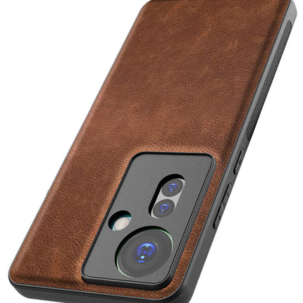 Kapa Tux Leather Back Cover for Oppo F25 Pro (5G) | Slim Shockproof Camera Protection Bumper Case (Brown)